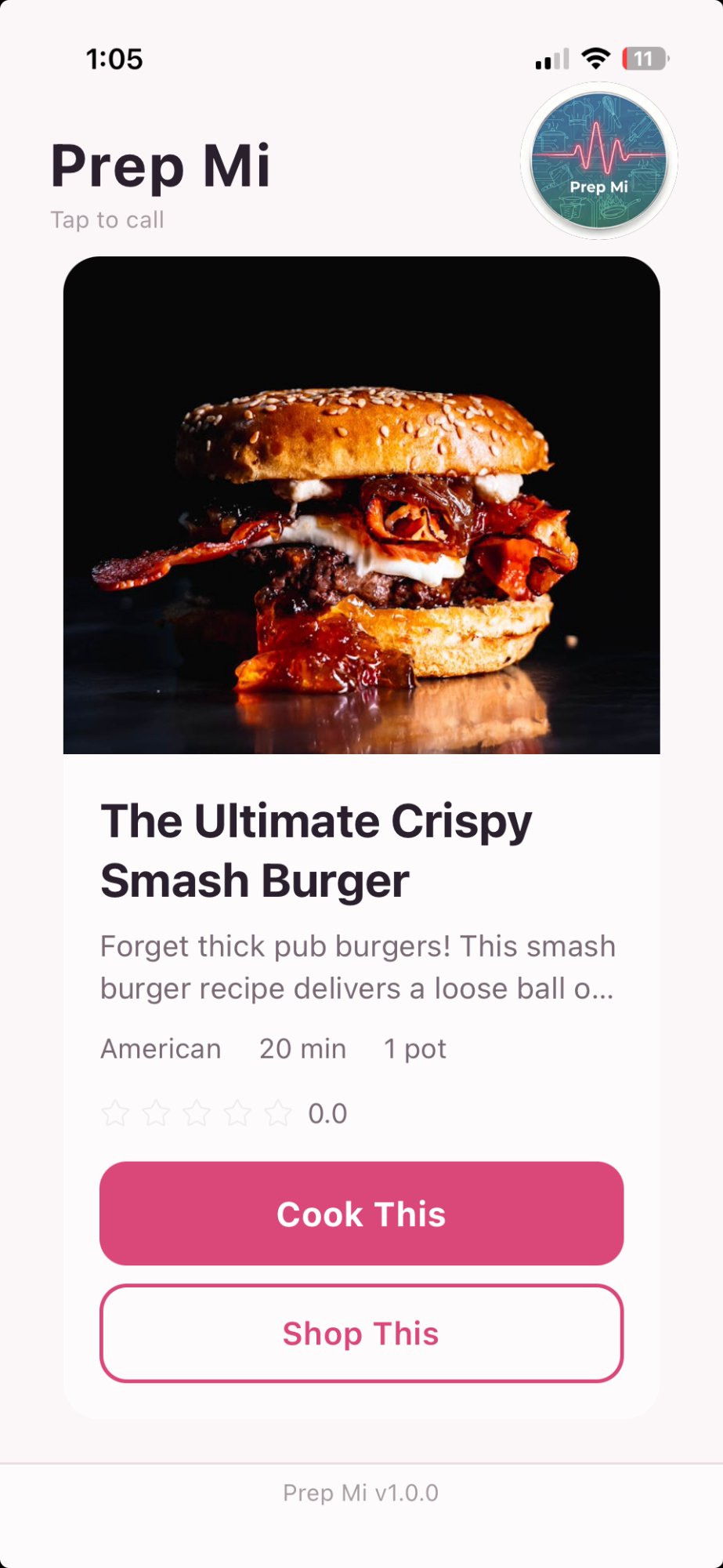 Recipe discovery — Smash Burger with Cook This / Shop This